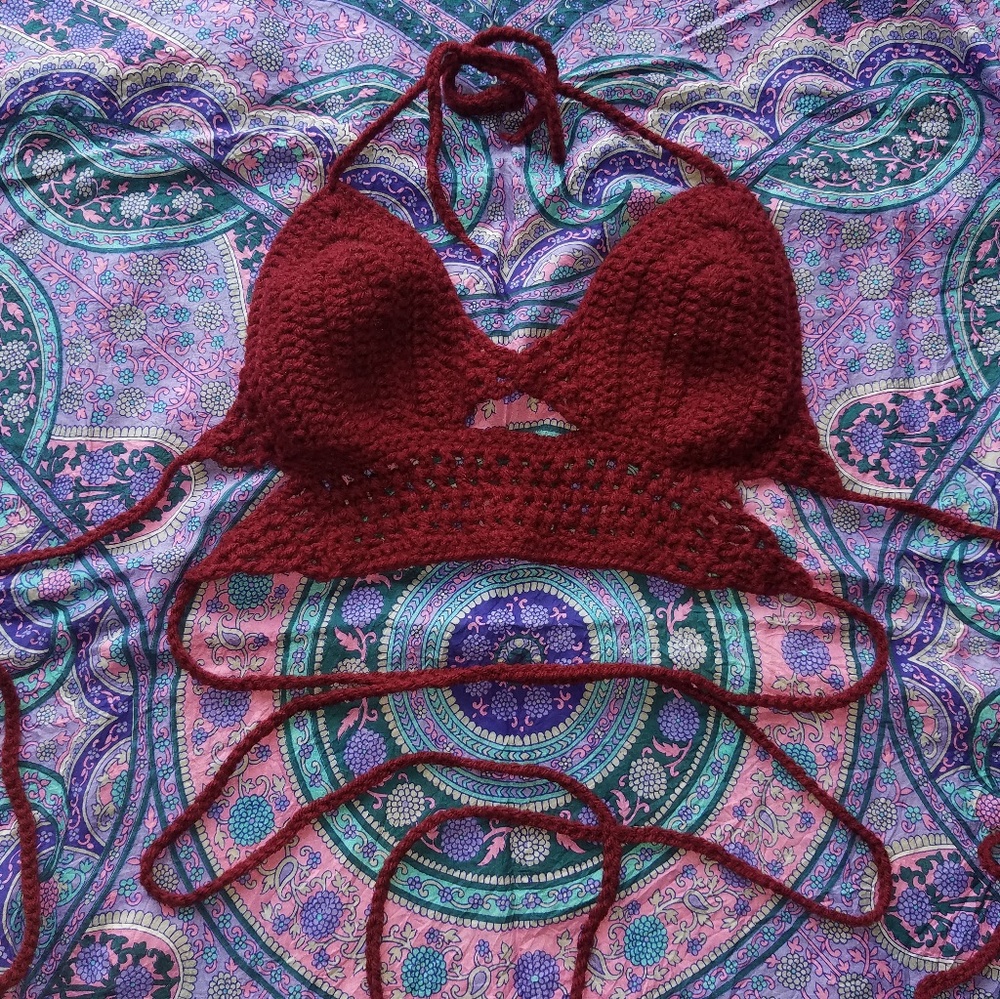 Handmade Crochet Cropped Festival Top